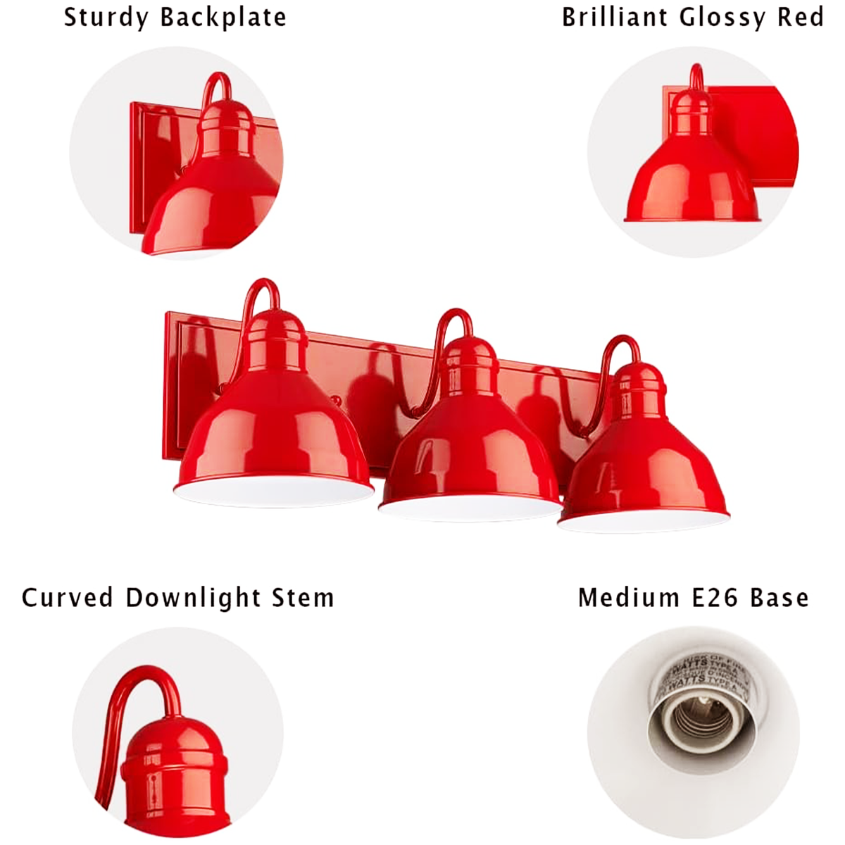 Vivio Gia 4-Light Vanity - Glossy Red