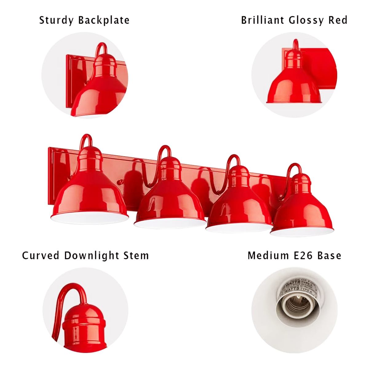 Vivio Gia 4-Light Vanity - Glossy Red