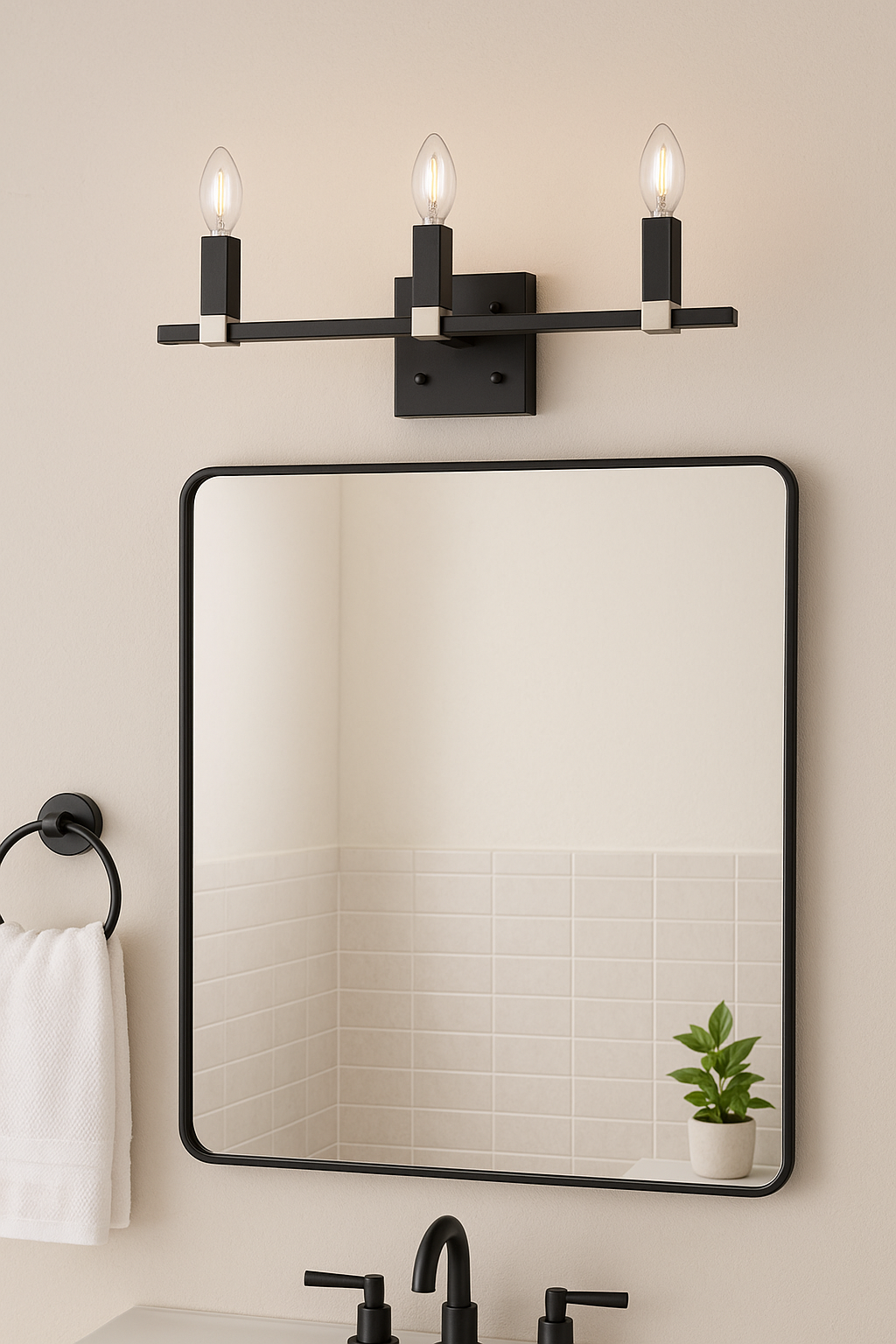 Vivio Maroni 3-Light Wall Sconce/Vanity - Matte Black/Brushed Nickel