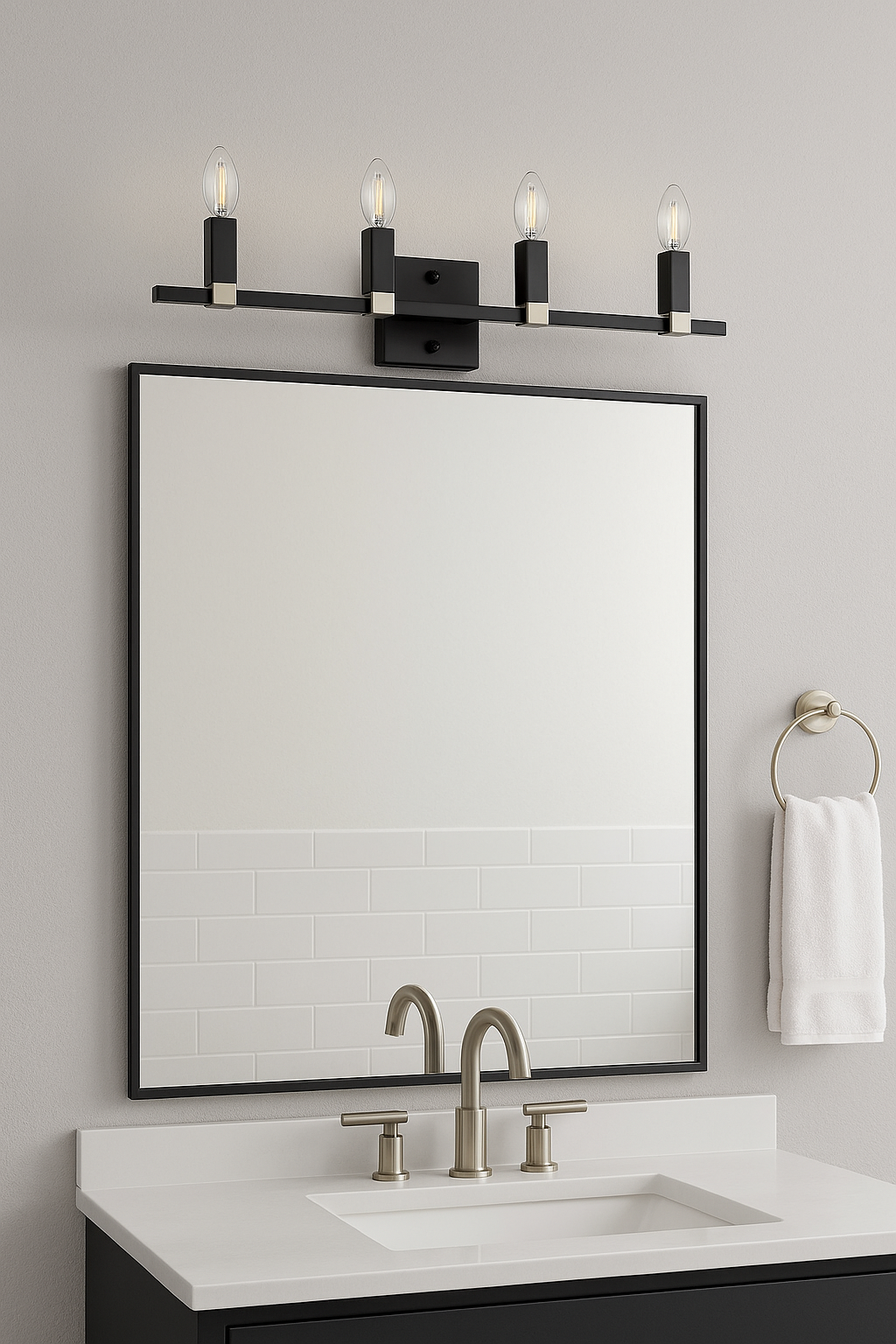 Vivio Maroni 4-Light Wall Sconce/Vanity - Matte Black/Brushed Nickel