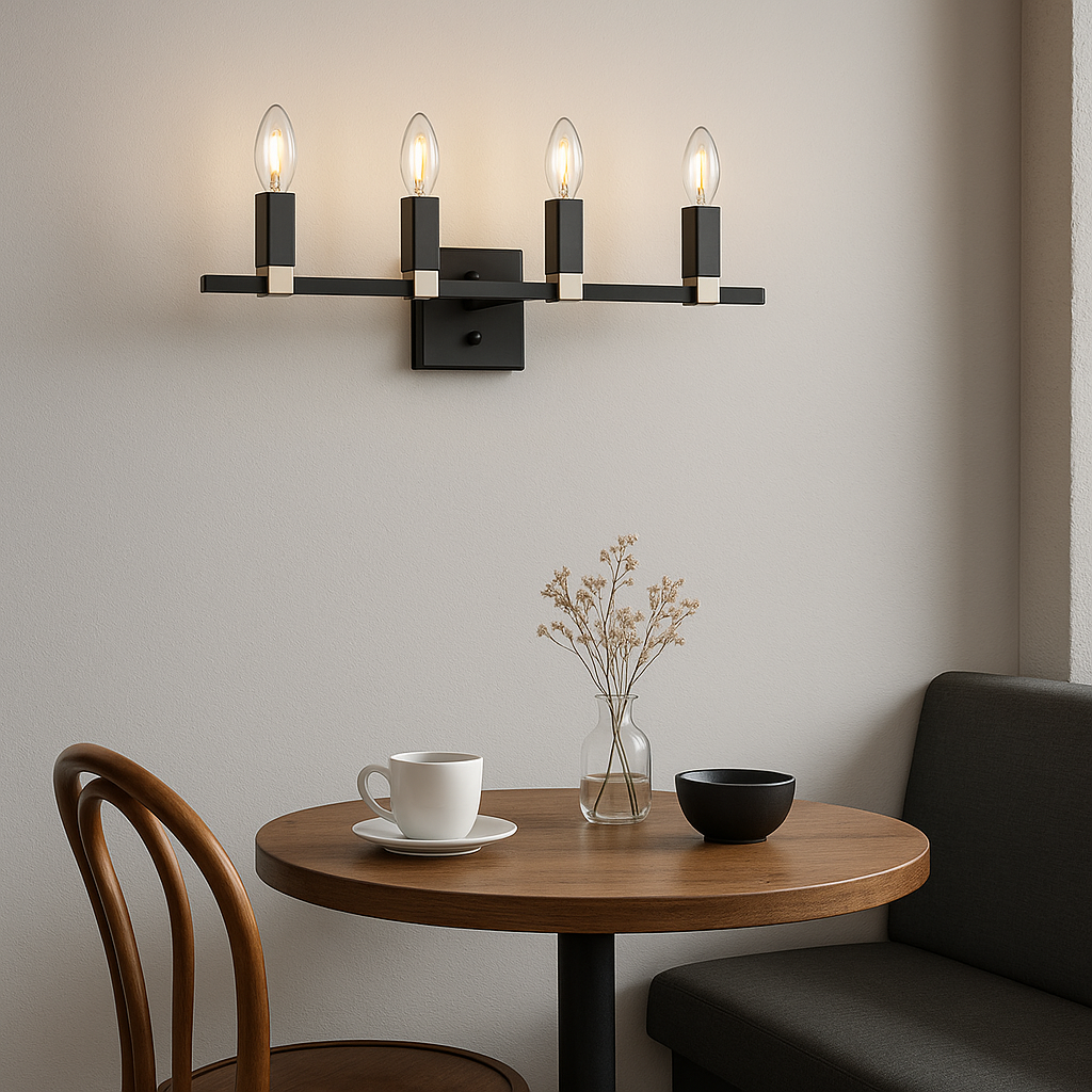 Vivio Maroni 4-Light Wall Sconce/Vanity - Matte Black/Brushed Nickel