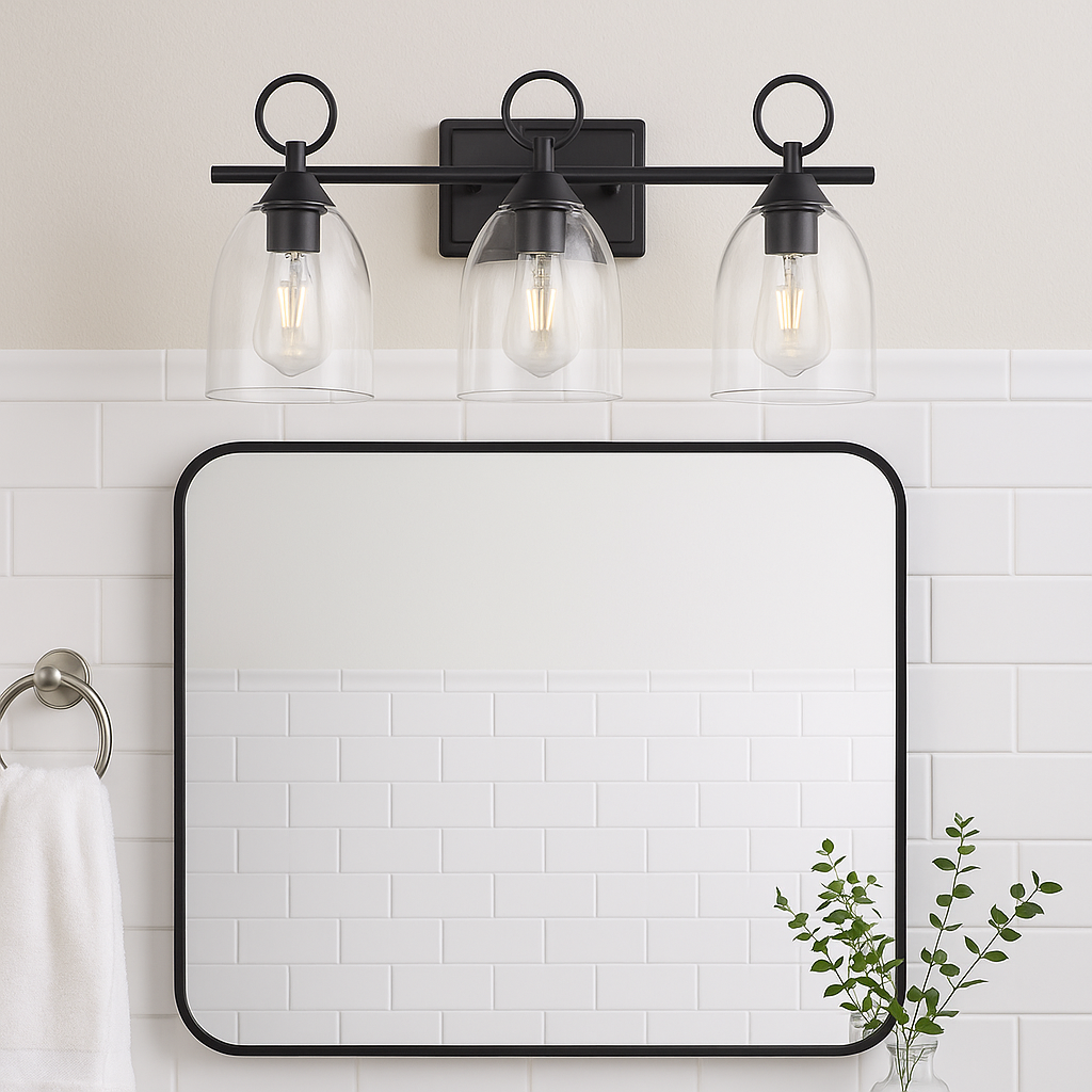 Vivio Rhine 3-Light Vanity - MB - Clear Glass