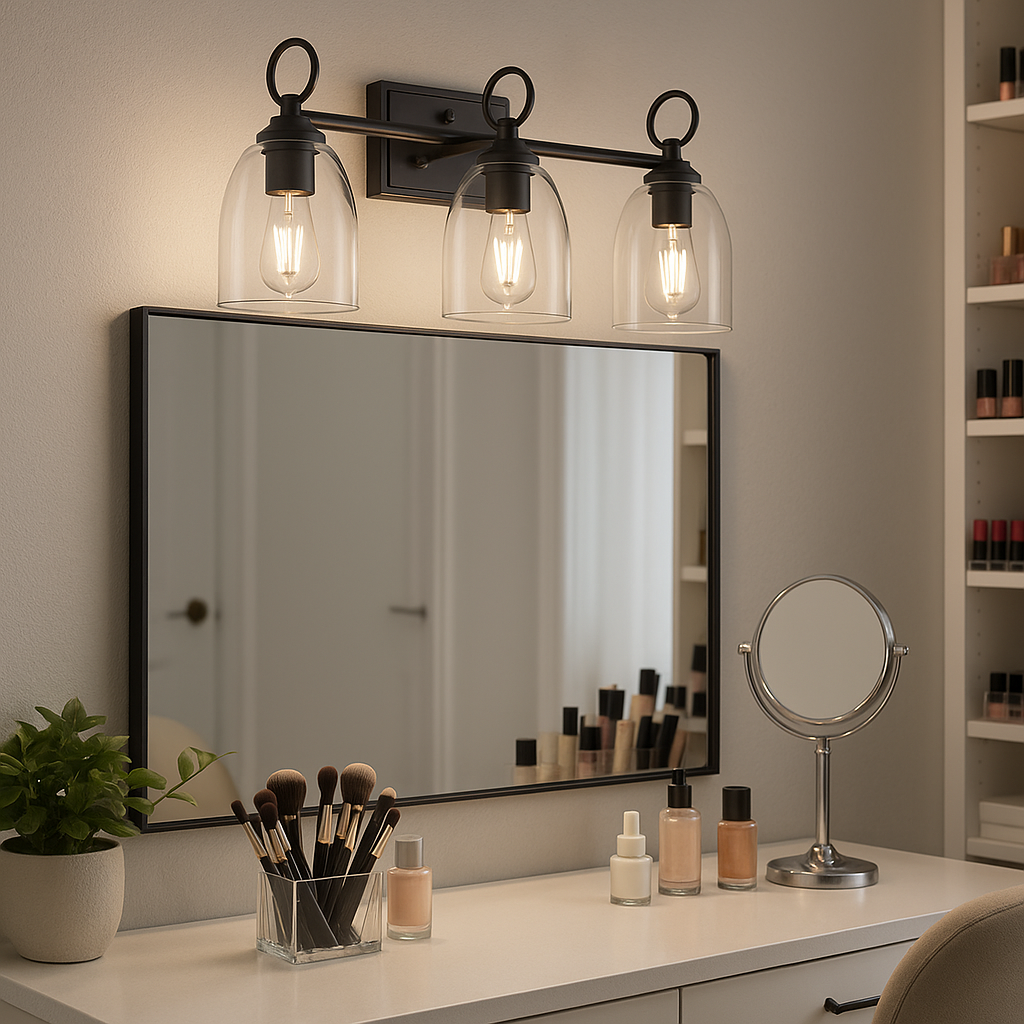 Vivio Rhine 3-Light Vanity - MB - Clear Glass