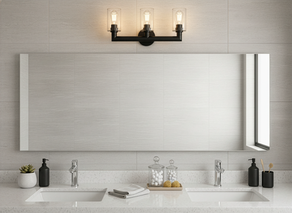 Vivio Yarra 3-Light Vanity - Matte Black - Clear Cylinder Glass