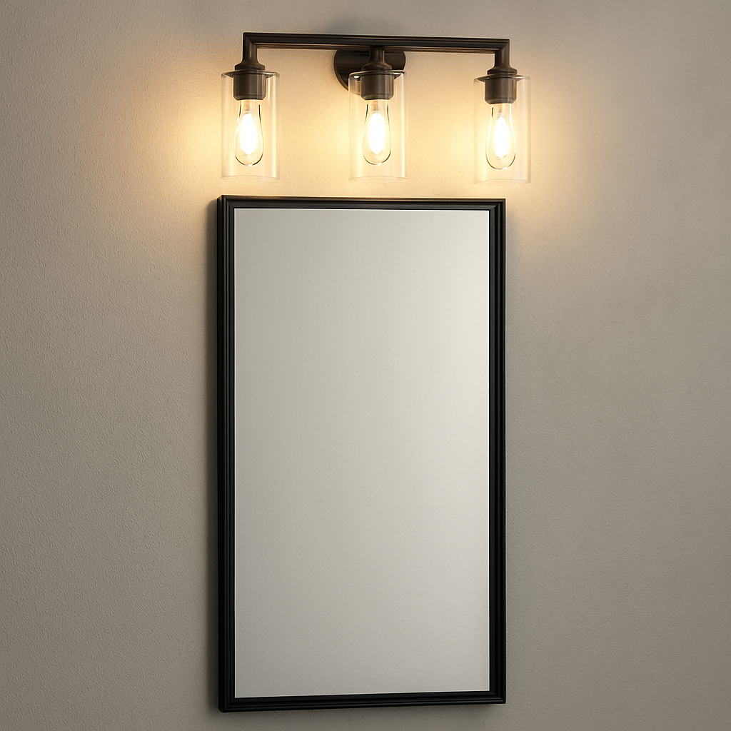 Vivio Yarra 3-Light Vanity - Matte Black - Clear Cylinder Glass