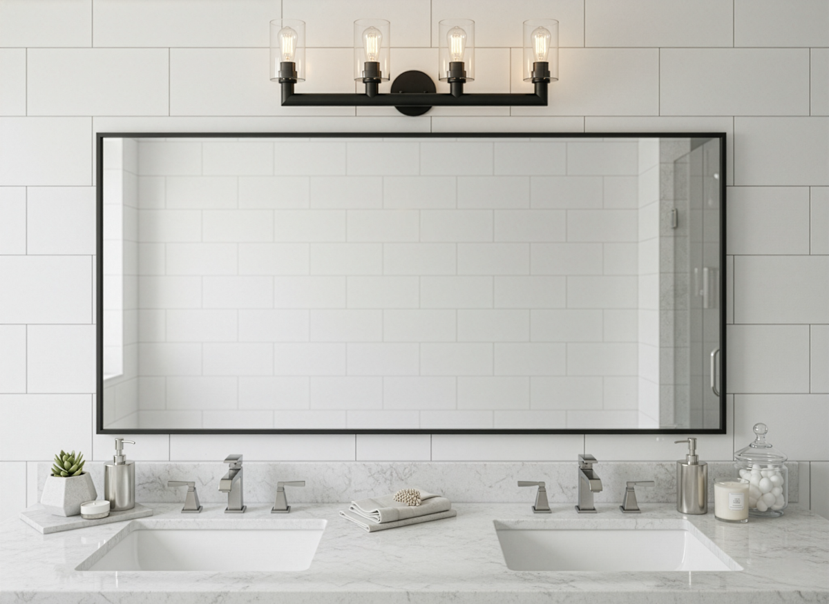 Vivio Yarra 4-Light Vanity - Matte Black - Clear Cylinder Glass