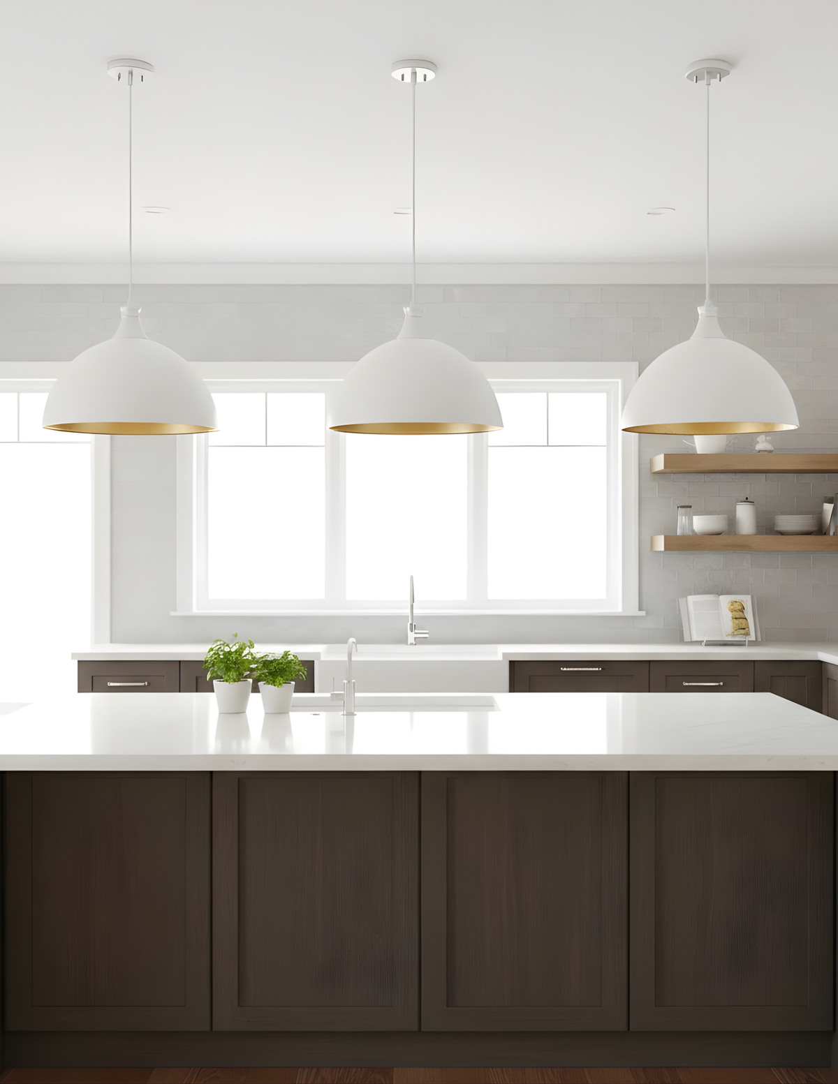 (MP-70478-1-WH/CG(E26)) VIVIO 1-LIGHT 12" MIA  WH METAL SHADE WH CORDED PENDANT