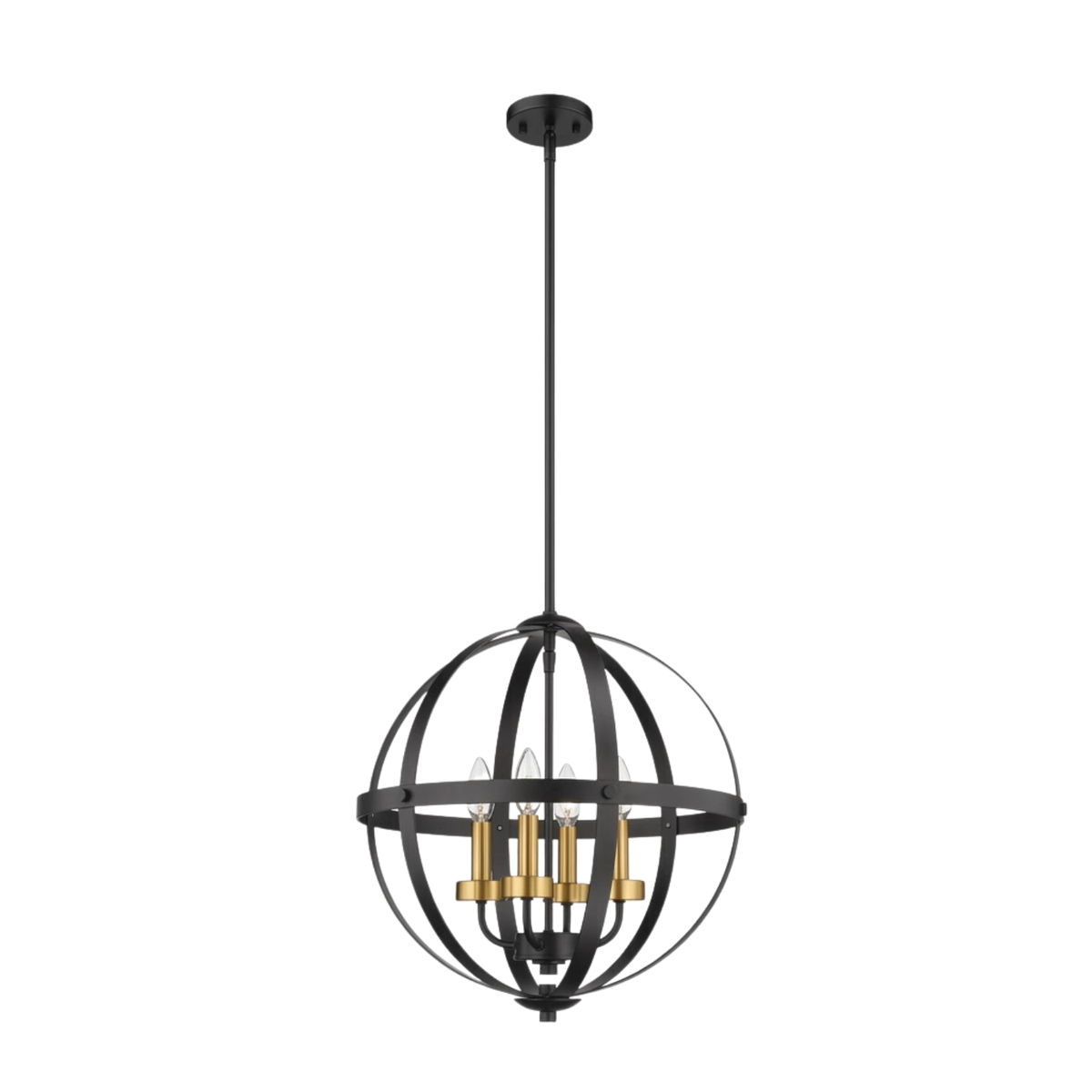 Aura 18" 4-Light Strap Steel Sphere - MB with MB,CG, and NK Candle Covers