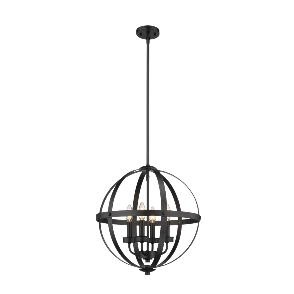 Aura 18" 4-Light Strap Steel Sphere - MB with MB,CG, and NK Candle Covers