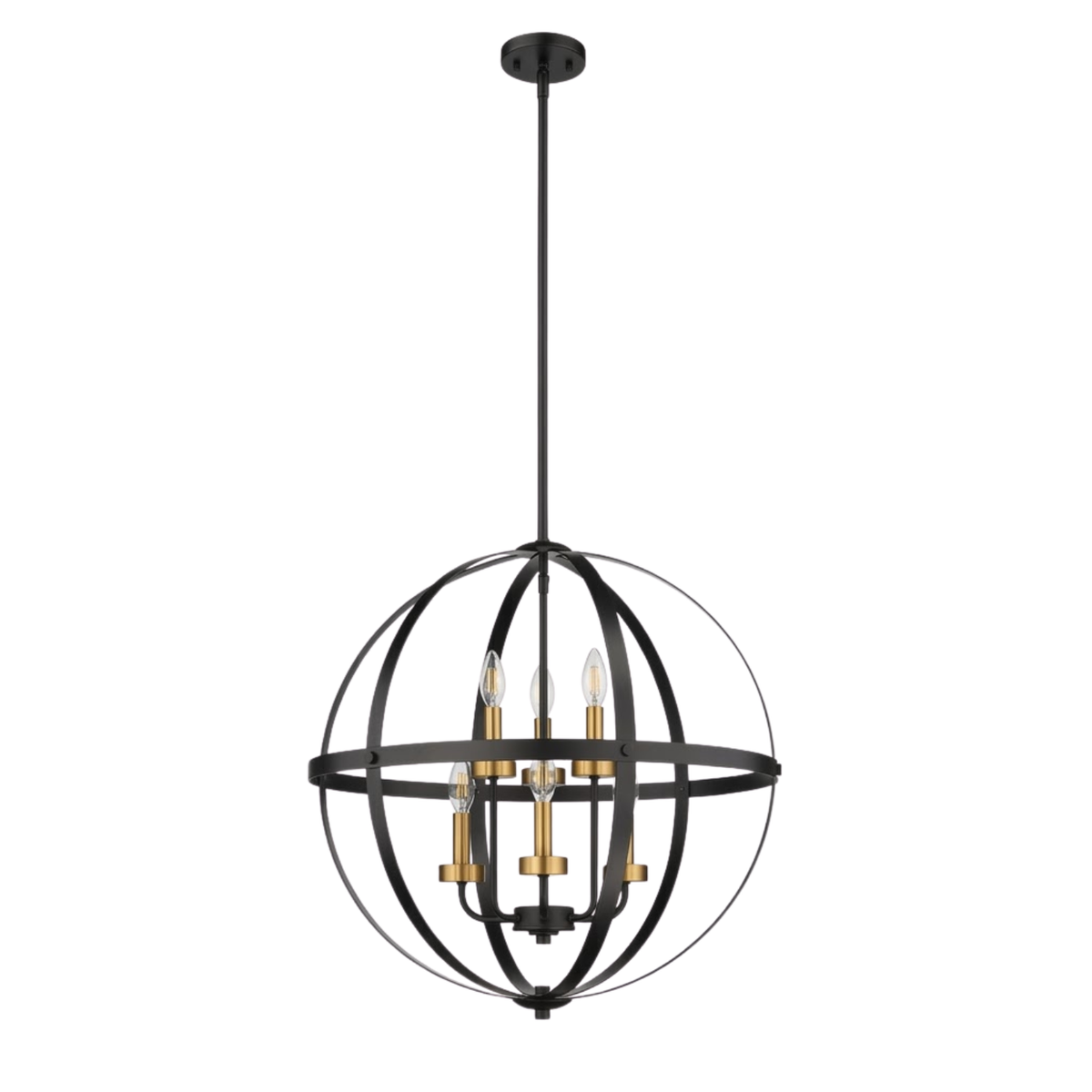 Aura 18" 4-Light Strap Steel Sphere - MB with MB,CG, and NK Candle Covers