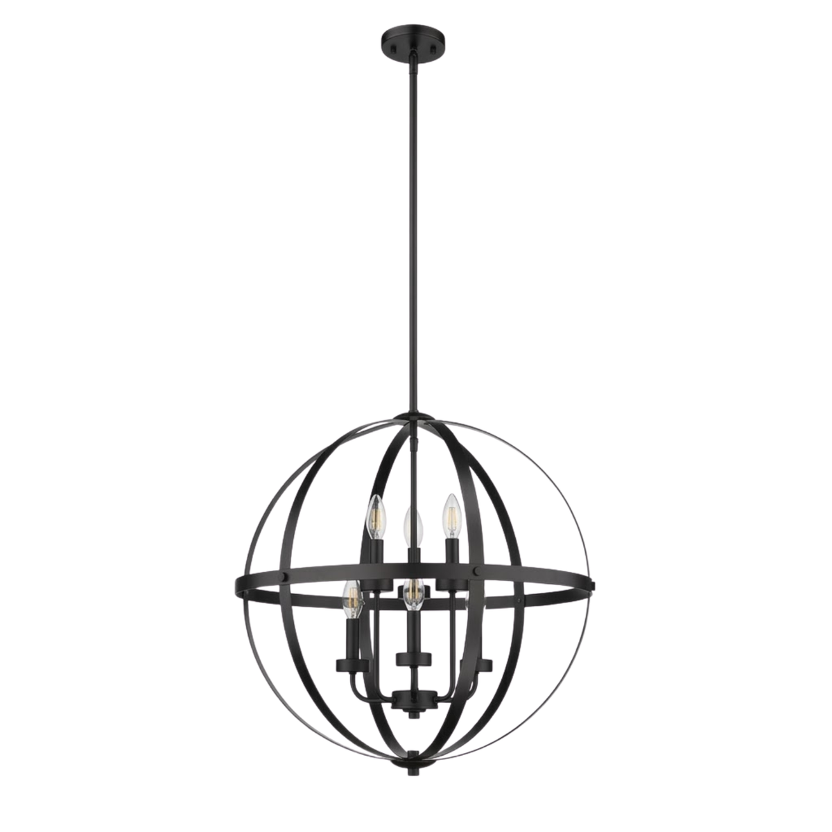 Aura 18" 4-Light Strap Steel Sphere - MB with MB,CG, and NK Candle Covers