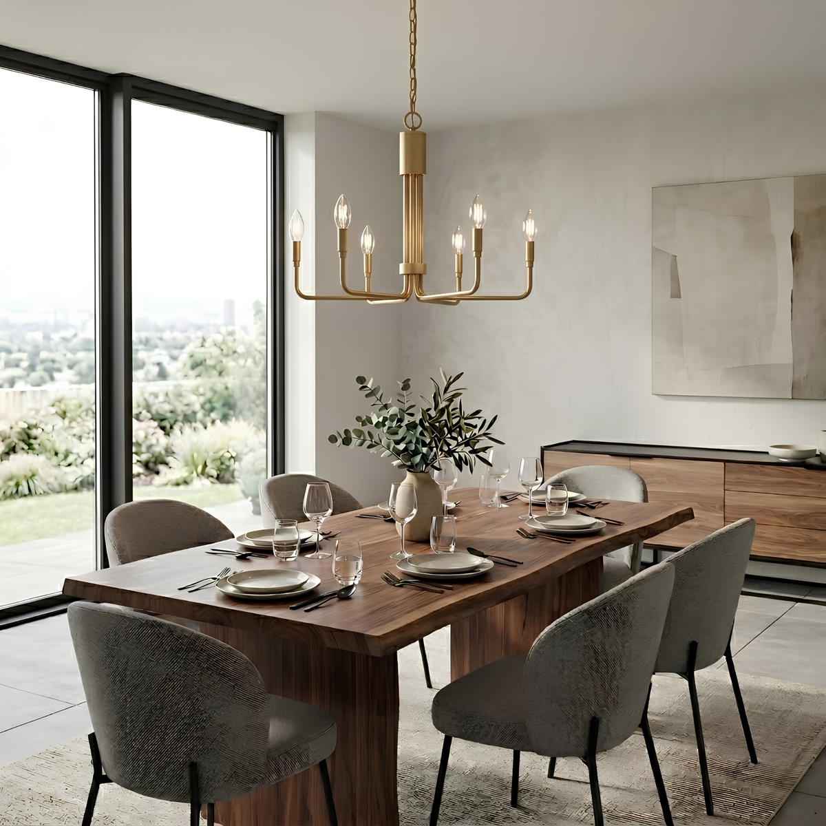 Vivio Alph 6-Light Flat Bottom Chandelier - MB(E12)