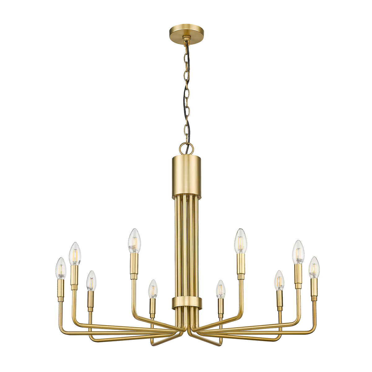 10-light gold modern candle style chandelier - Vivio Lighting