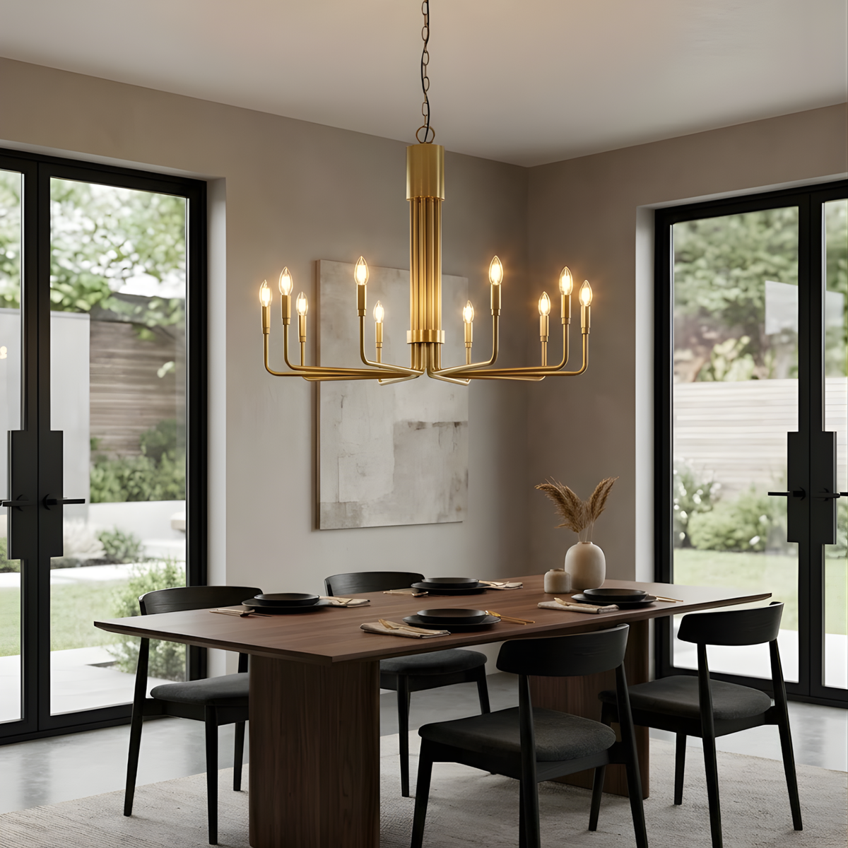Vivio Alph 10-Light Flat Bottom Chandelier (E12)