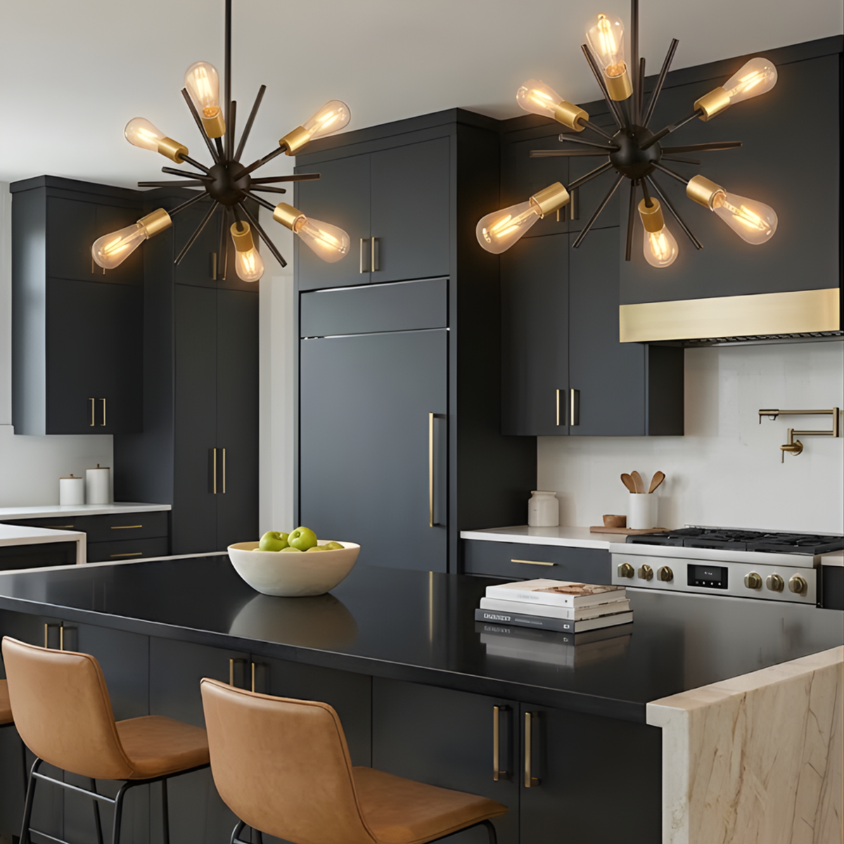 Sputnik 6-Light 14" Chandelier - MB with CG Sockets