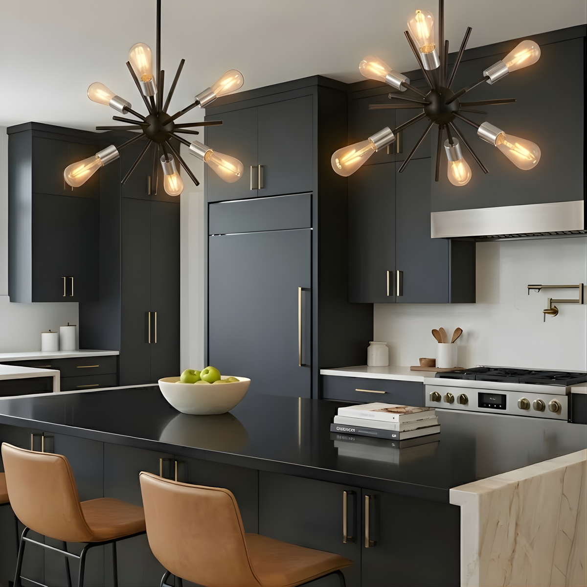 Sputnik 6-Light 14" Chandelier - MB with CG Sockets