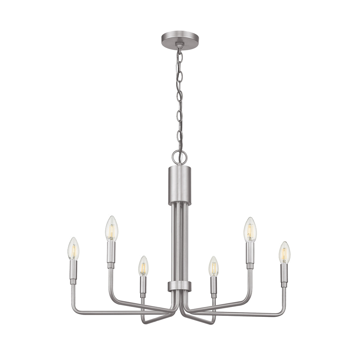 modern farmhouse chandelier nickel 6 light candle