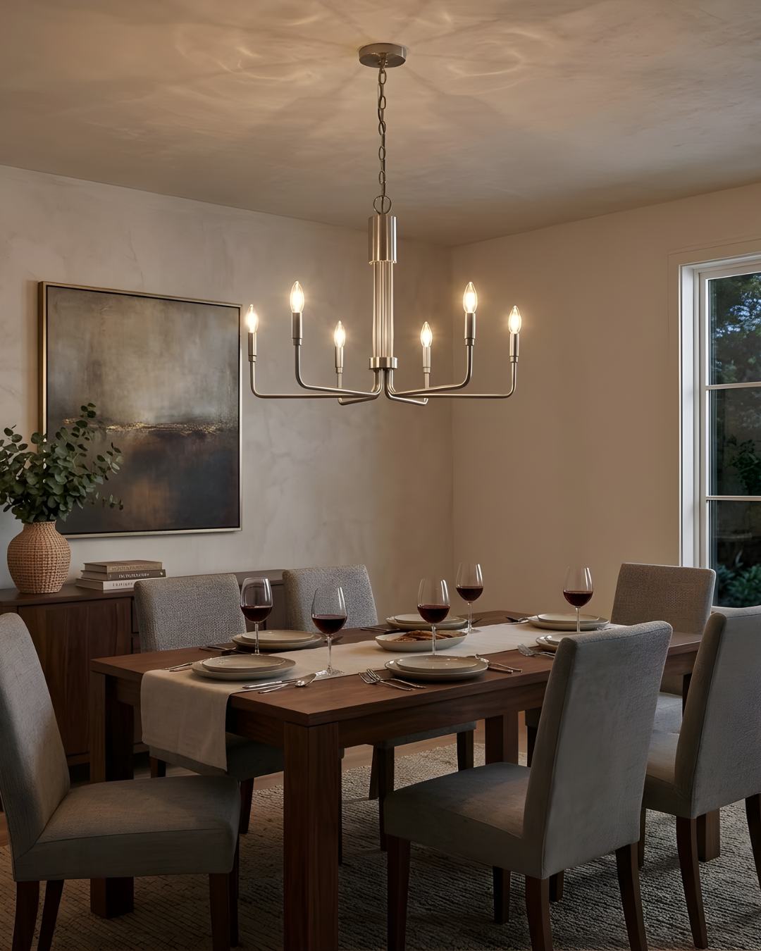 Vivio Alph 6-Light Flat Bottom Chandelier - MB(E12)