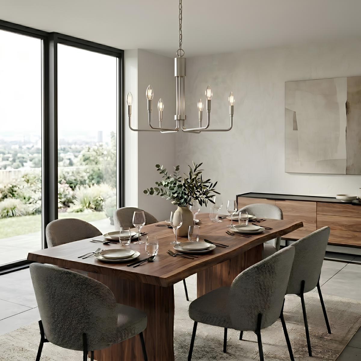 Vivio Alph 6-Light Flat Bottom Chandelier - MB(E12)