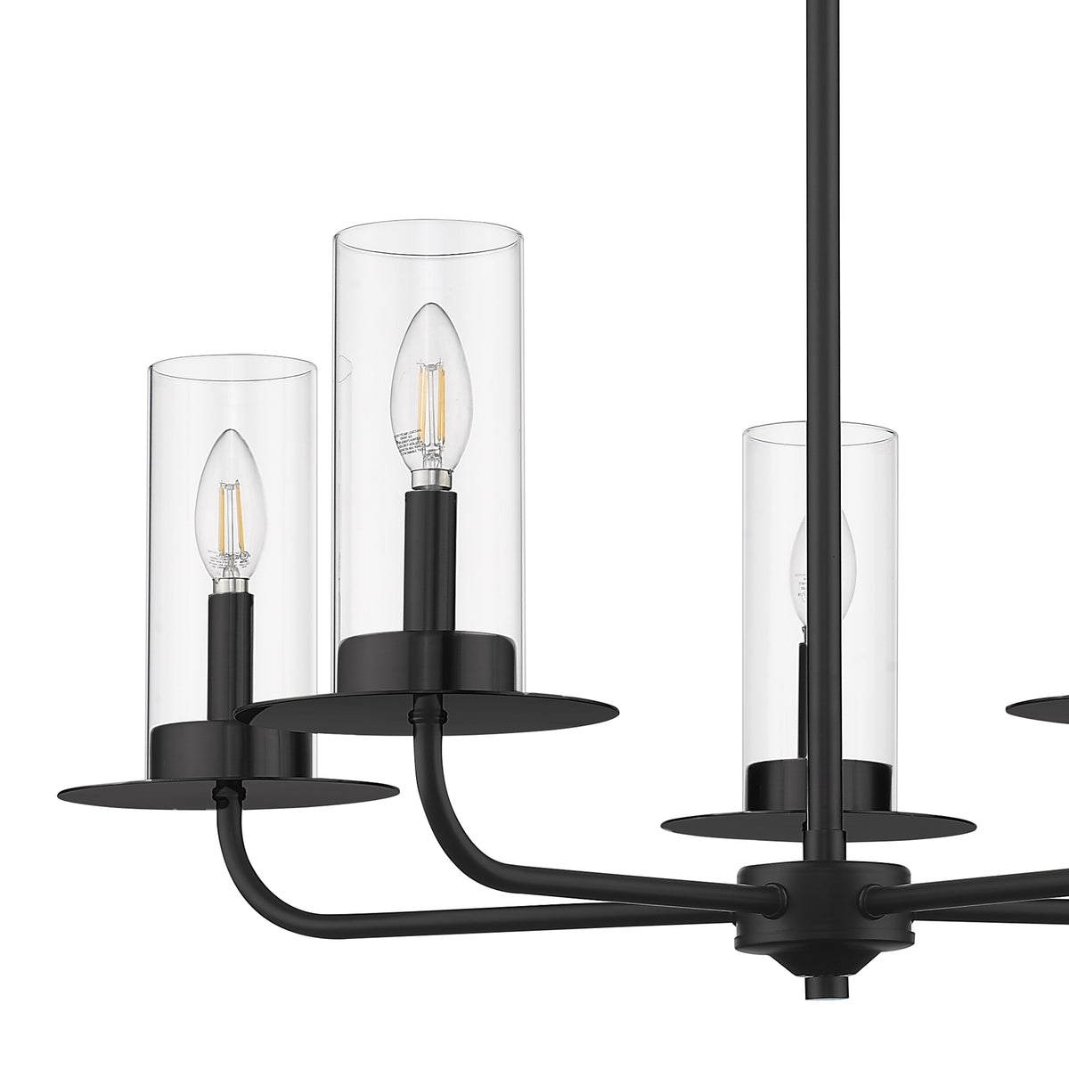 black chandelier with candle style light