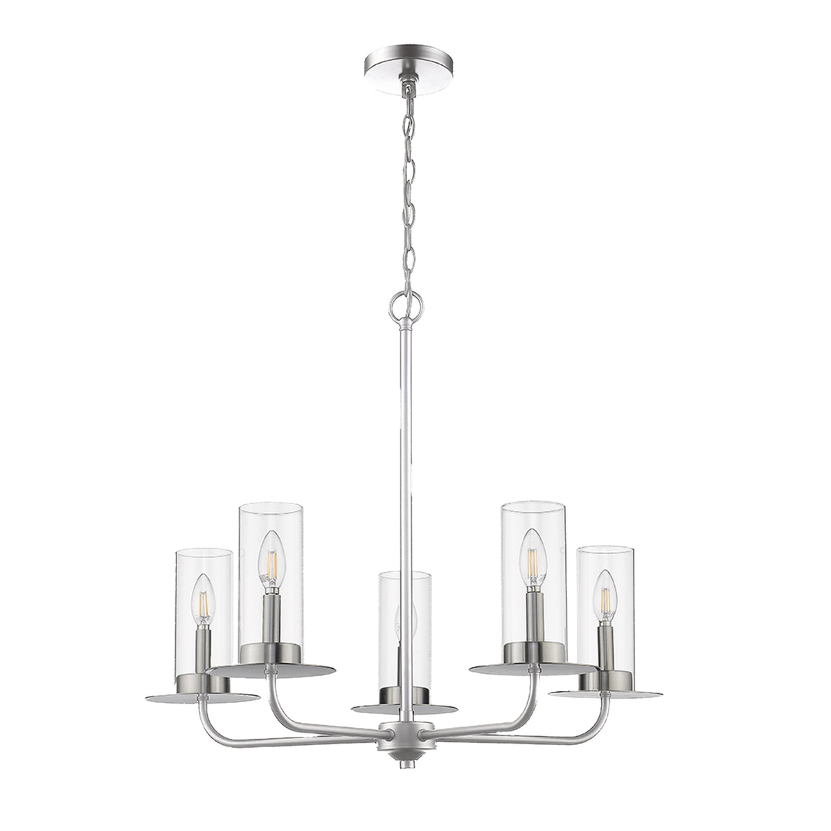 brushed nickel chandelier 5 light candle style
