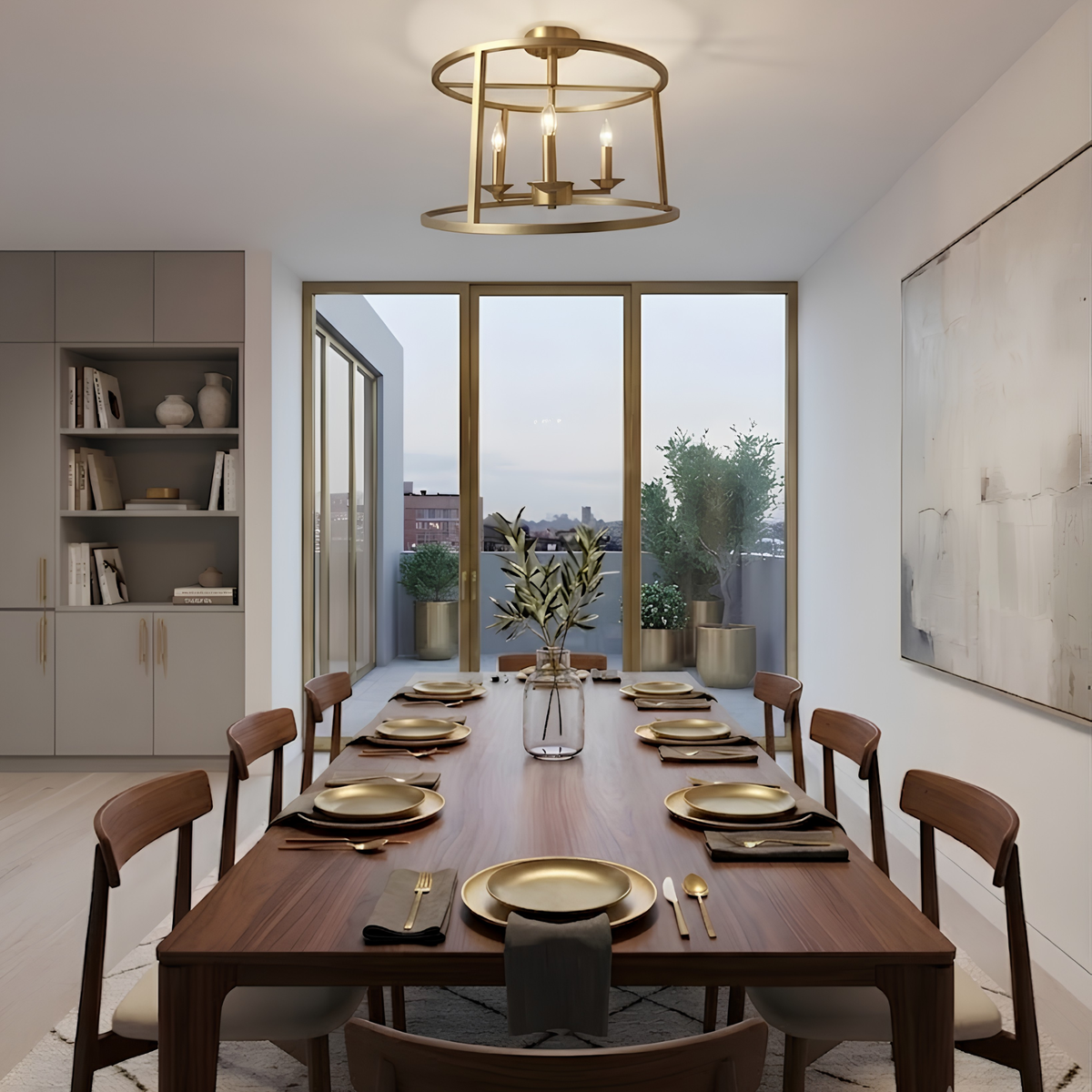 Vivio Alfred 3-Light Round Open Semi Flush Mount - BB