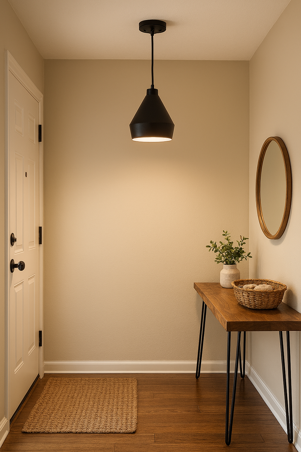 1-Light Corded Steel Shade Pendant - MB outer - WH inner