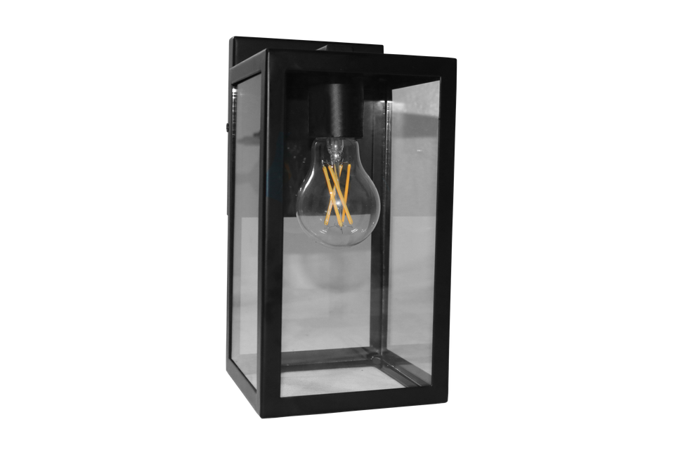 outdoor wall light entryway black clear shade