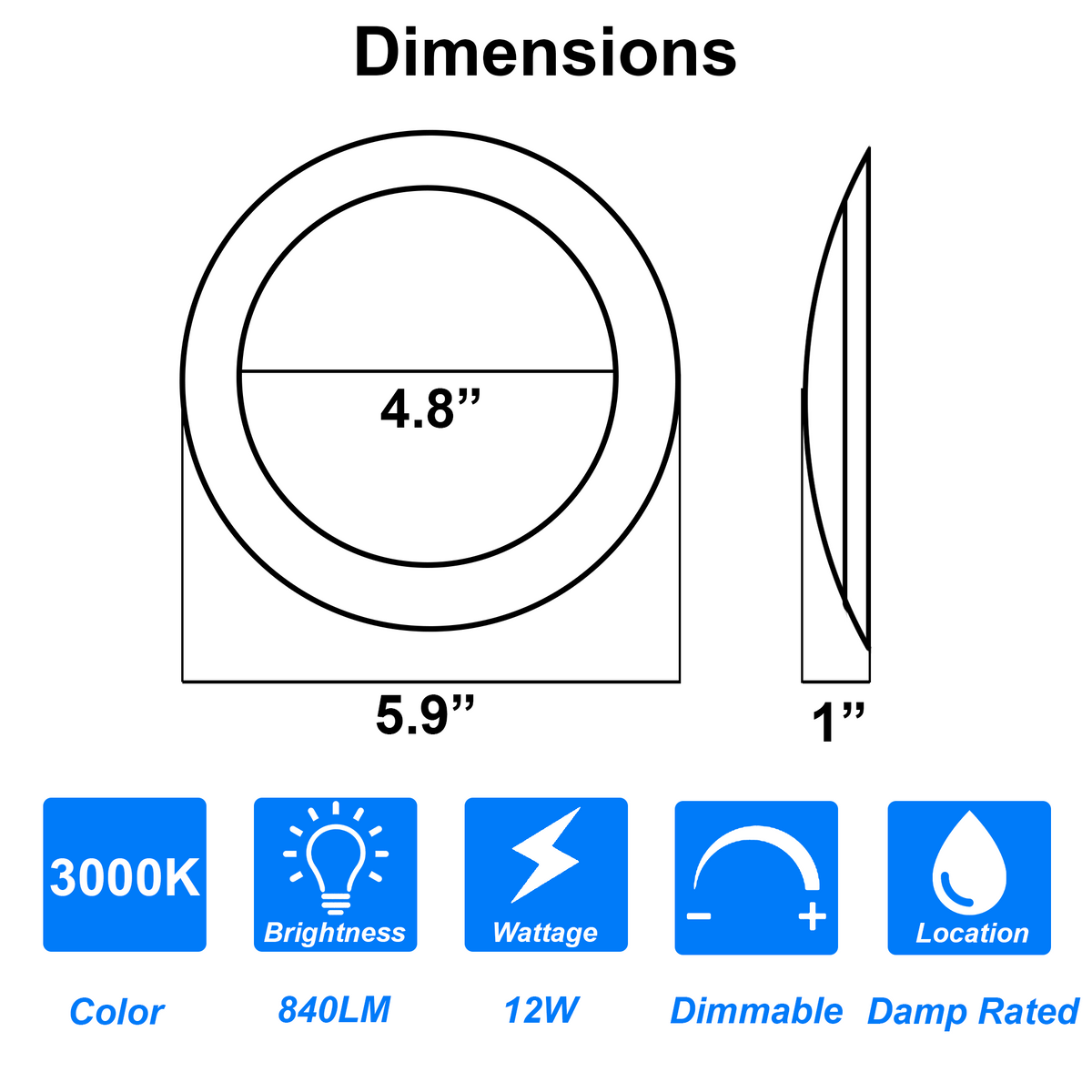 6 disc light led white dimension vivio lighting