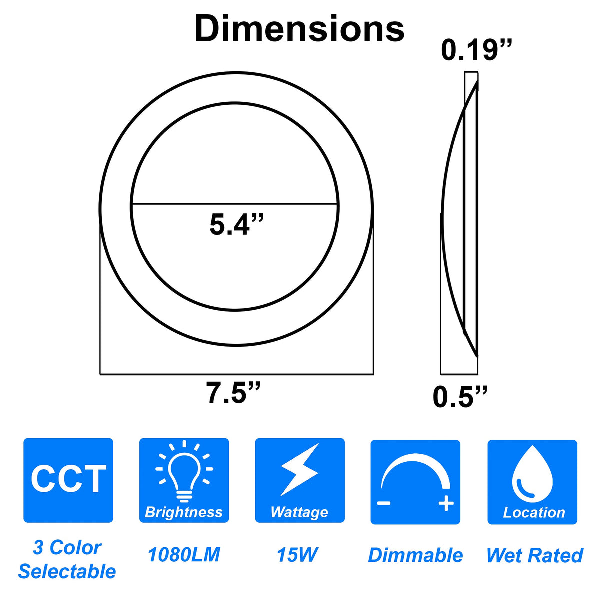 7.5 inch ceiling light led dimmable