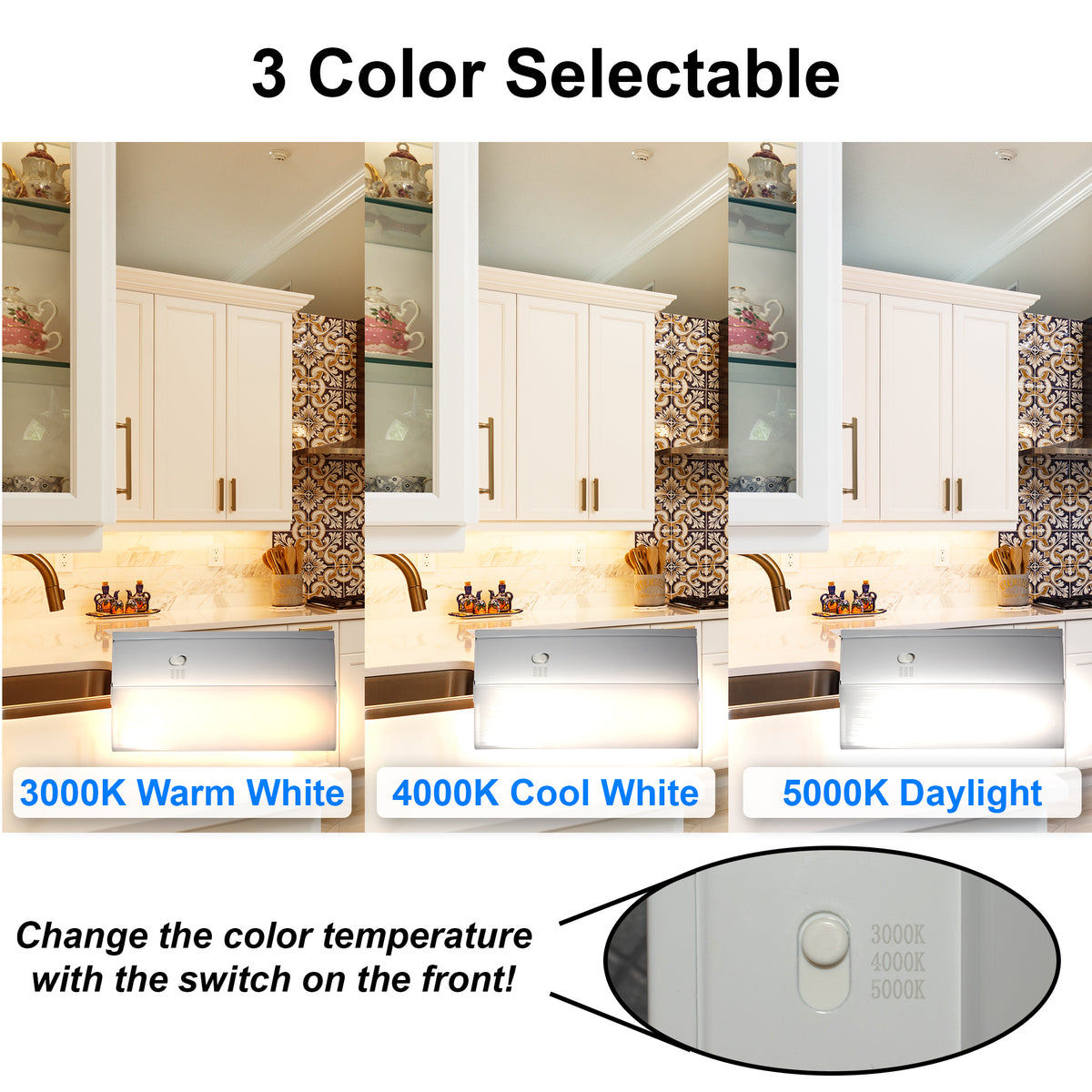 LED Under Cabinet Lighting - Selectable Color 3000K/4000K/5000K - 480-1300lm (6&quot;,12&quot;,18&quot;,24&quot;,33&quot;)