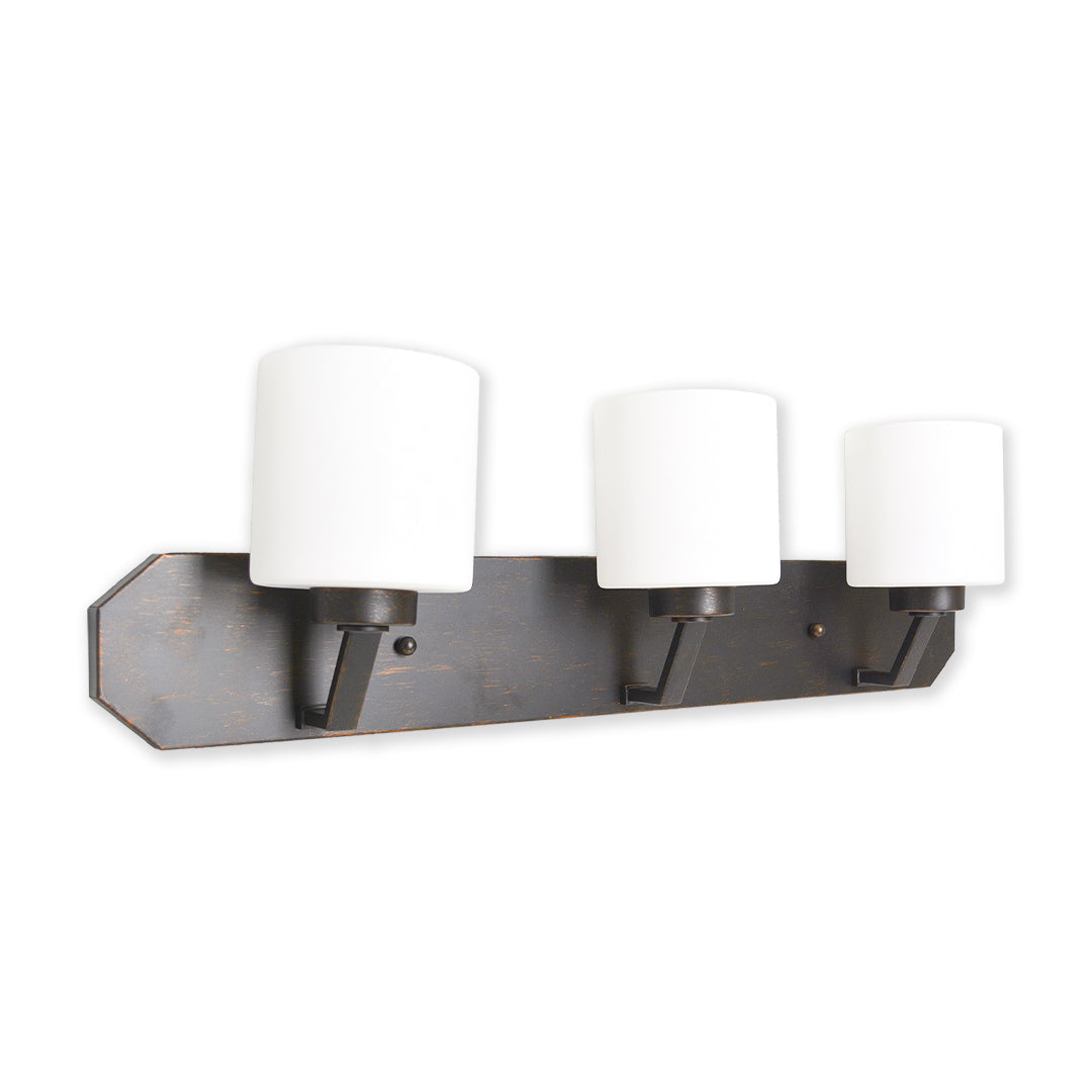 3 light vanity light farmhouse traditional white glass
