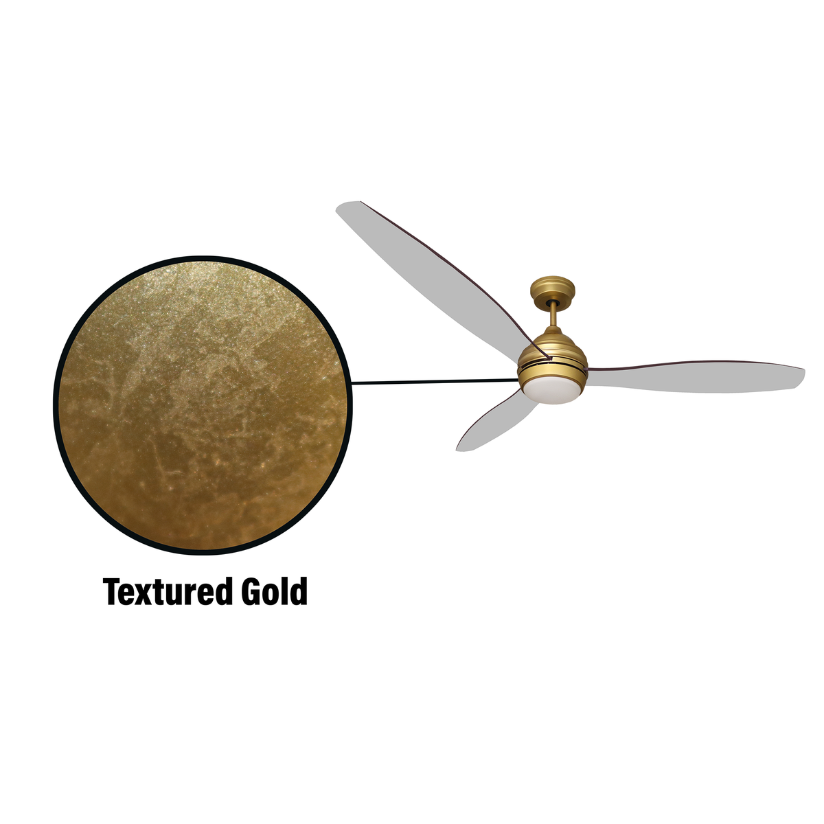 Ninove 60&quot; Ceiling Fan with Light Modern Rustic Ceiling Fan with Acrylic Blades LED Textured Gold or Chrome