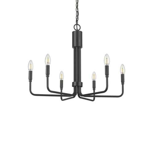 Farmhouse chandelier matte black 6 lights