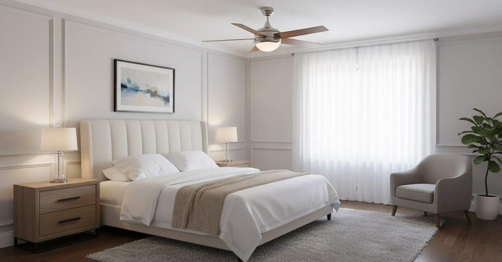 5-Blade Contemporary NK Ceiling Fan - Silver/Walnut Blades