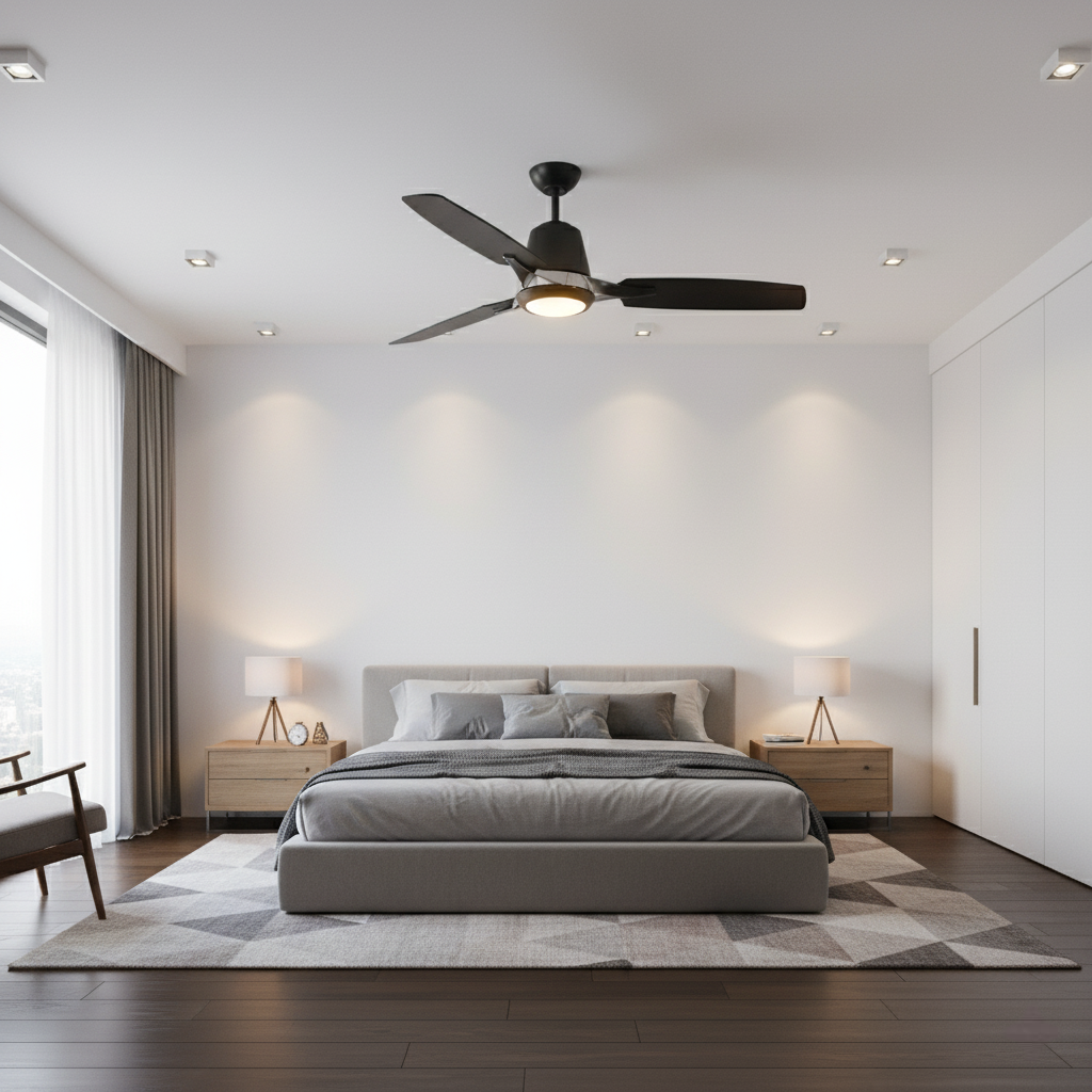 52&quot; Verona 3 Blade Matte Black Fan Integrated LED