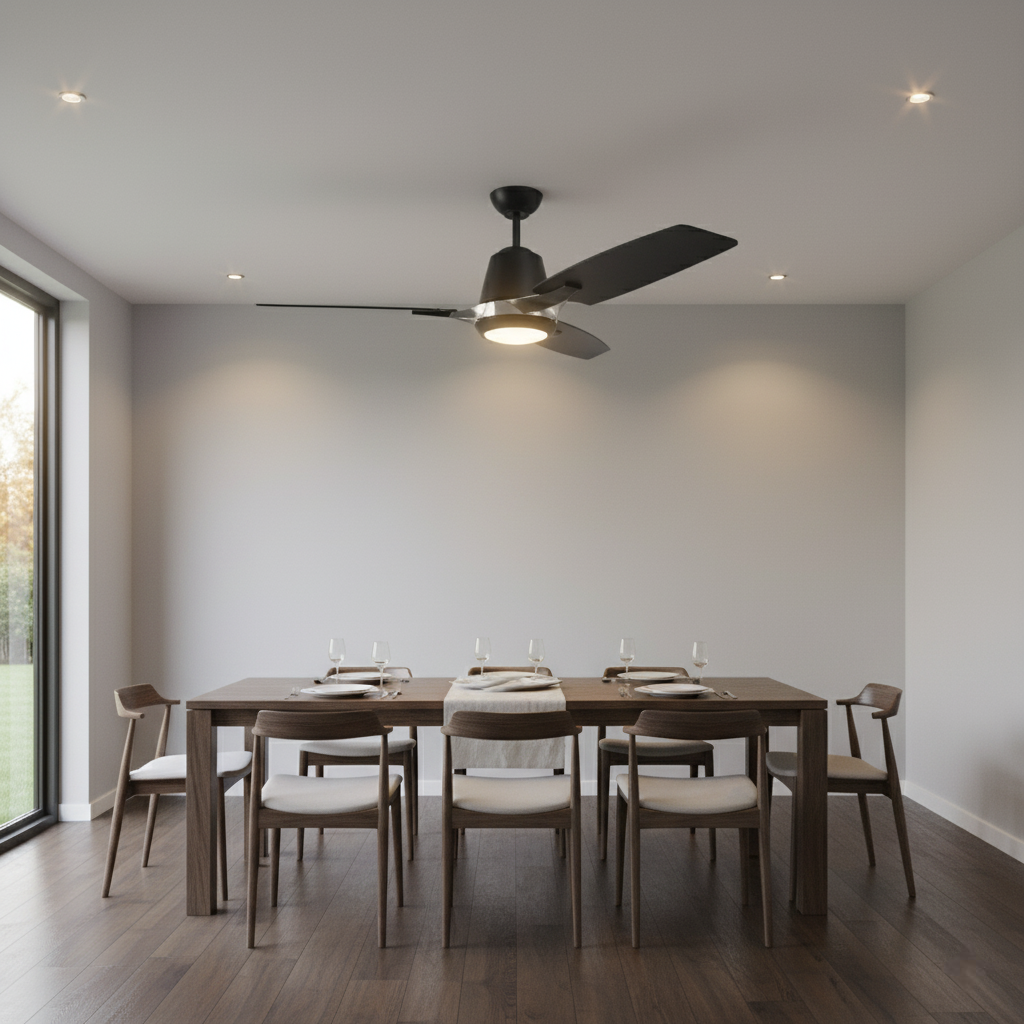 52&quot; Verona 3 Blade Matte Black Fan Integrated LED