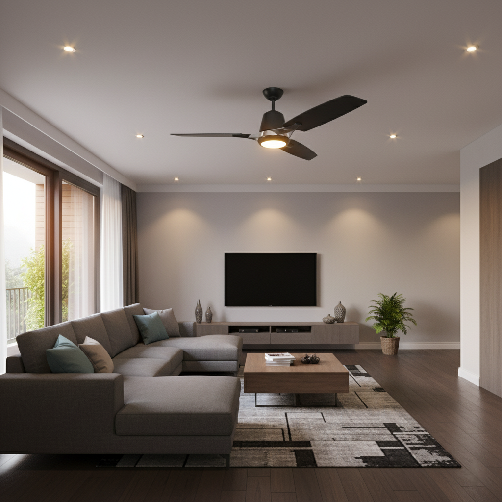 52&quot; Verona 3 Blade Matte Black Fan Integrated LED