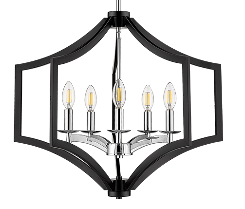 Black contemporary lantern chandelier with 5 lights