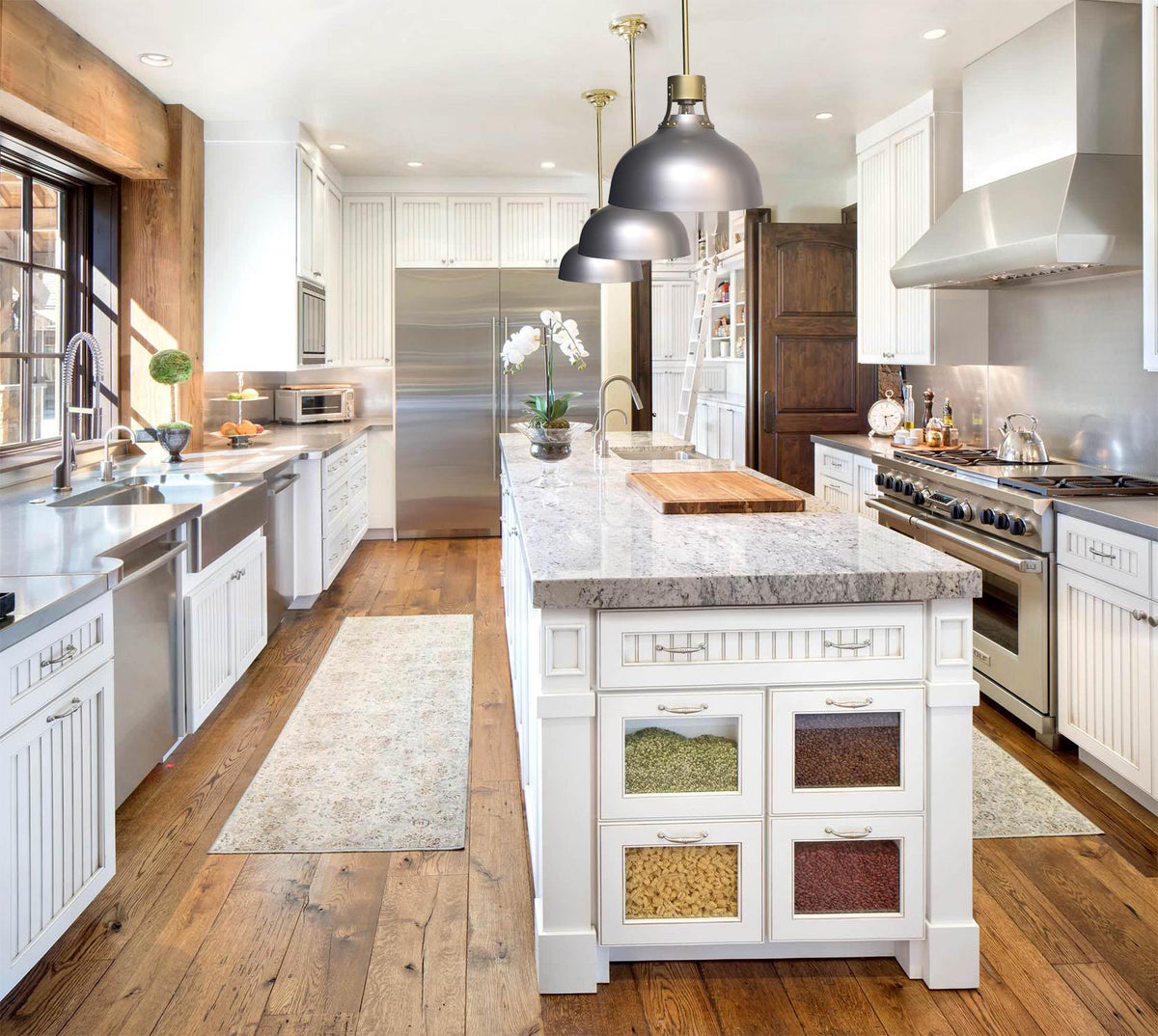 Modern silver dome pendant light kitchen island