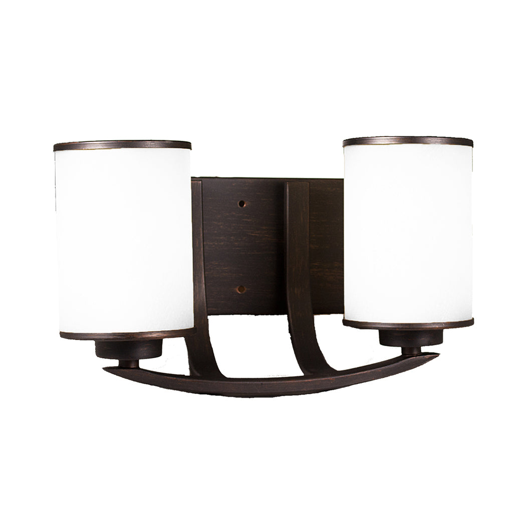 Lexington 2 Light Vanity Light - Rubbed Bronze with White Glass