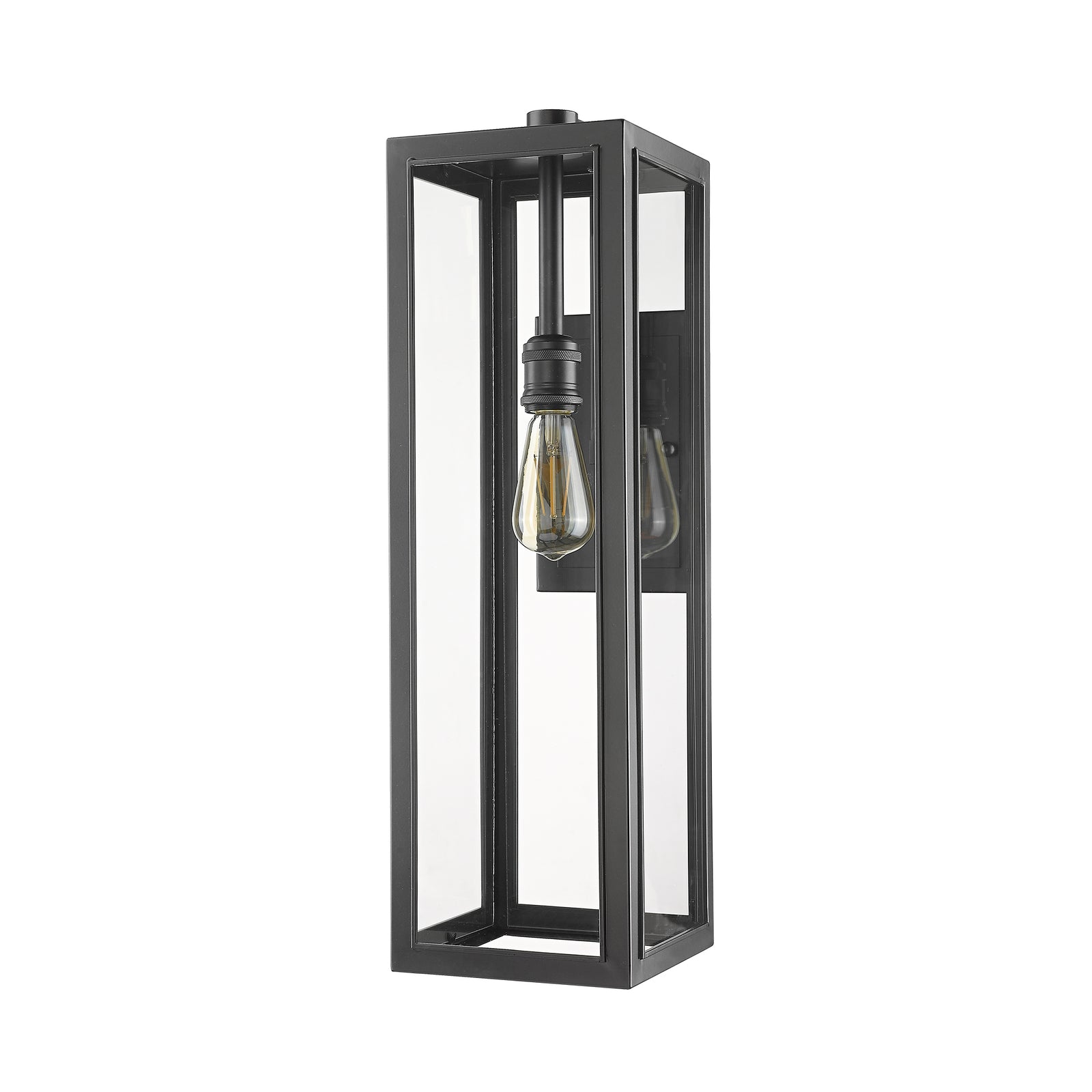 Black extra large rectangle outdoor wall lantern lighting - Vivio Lighting