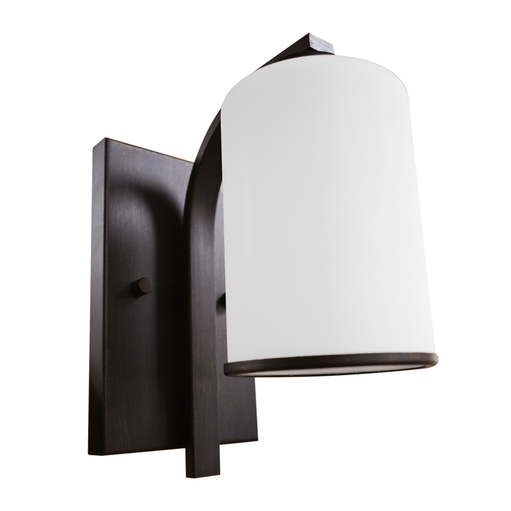 Lexington 1 Light Wall Sconce - Rubbed Bronze with White Glass