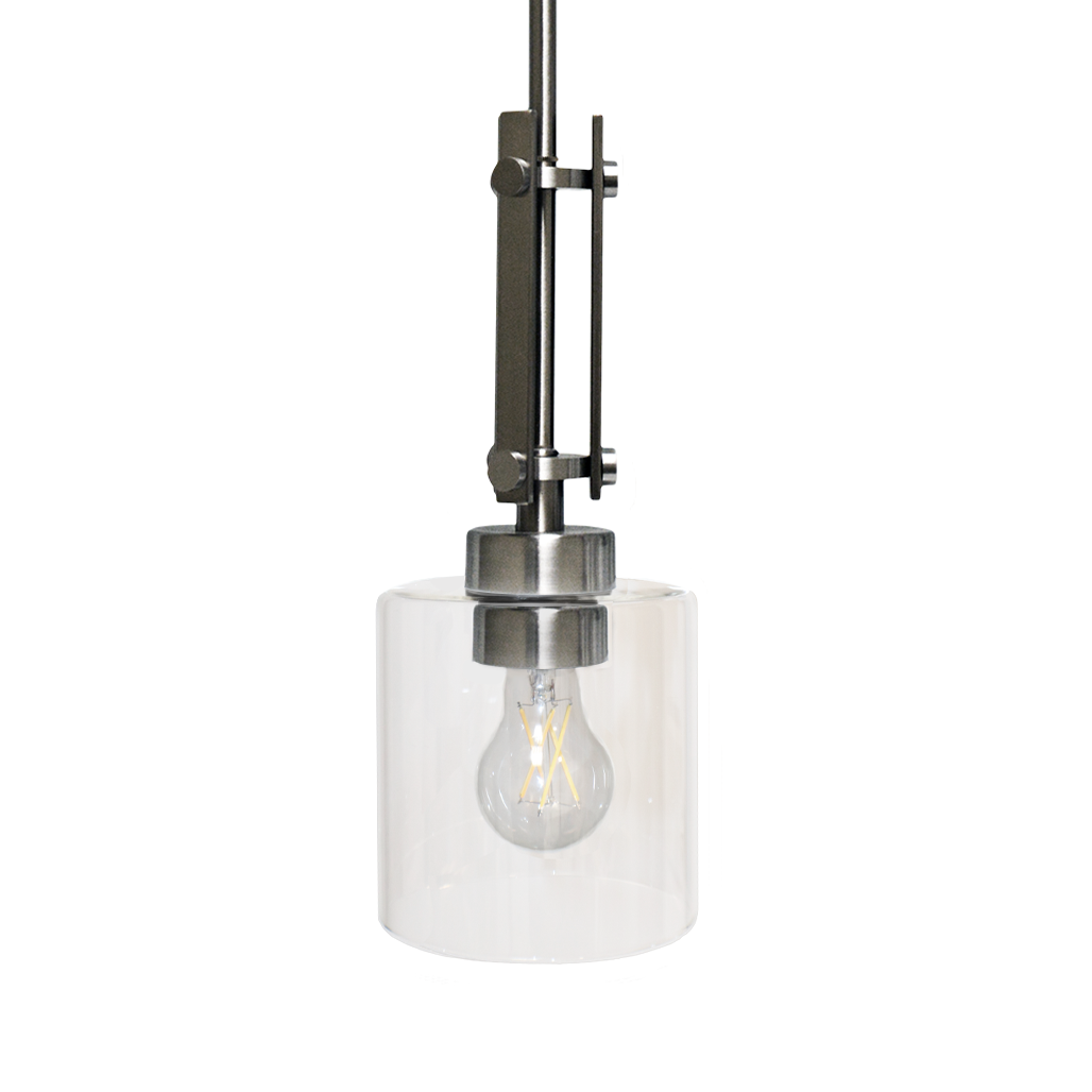 Paris 1 Light Pendant Light - Brushed Nickel with Clear Glass