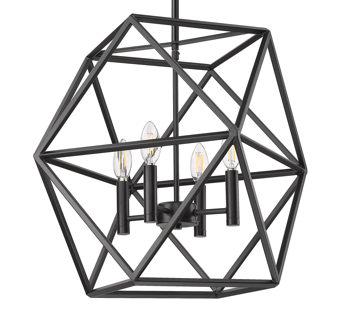 Black lantern cage ceiling light 4 light - Vivio Lighting