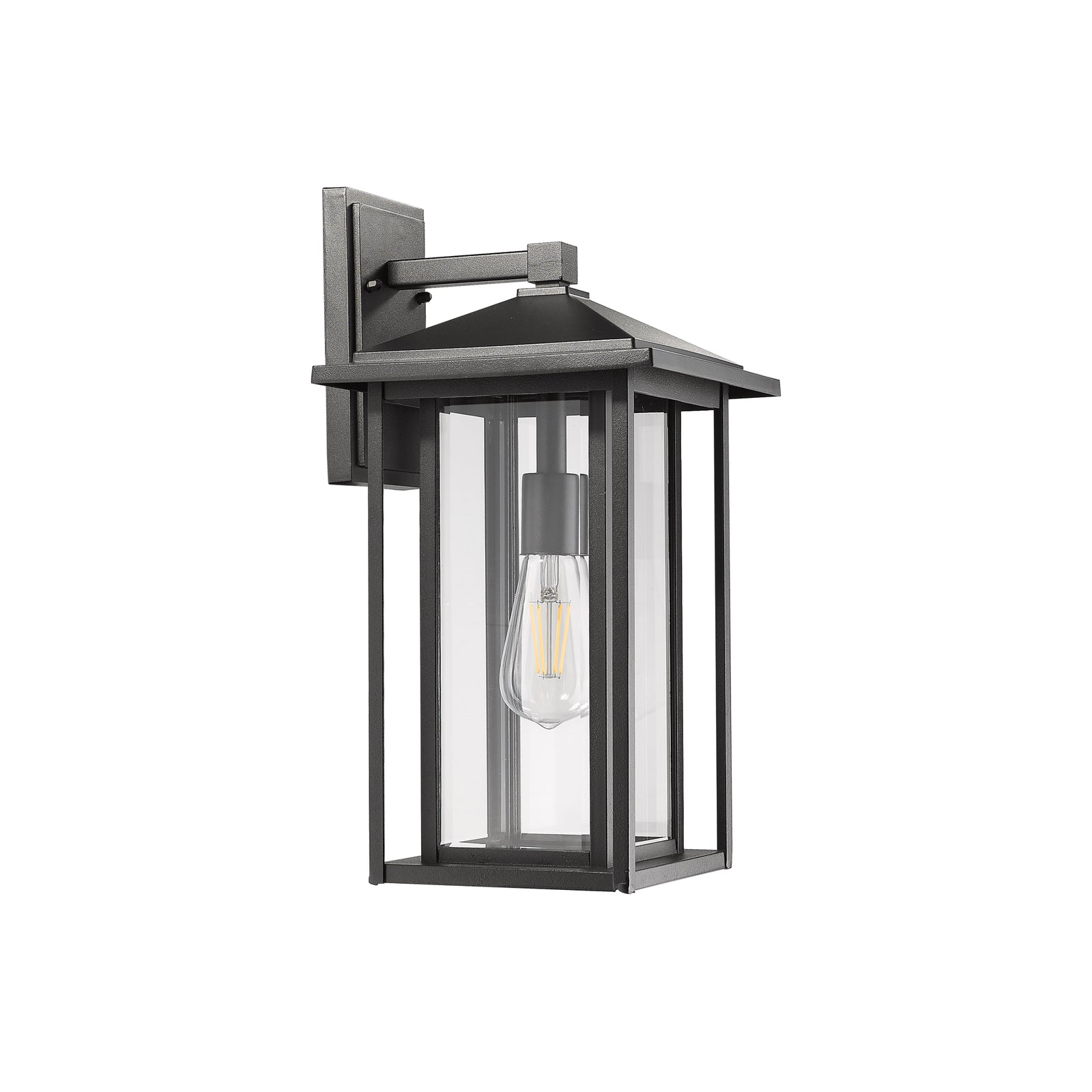 Black outdoor wall sconce light clear glass - Vivio Lighting