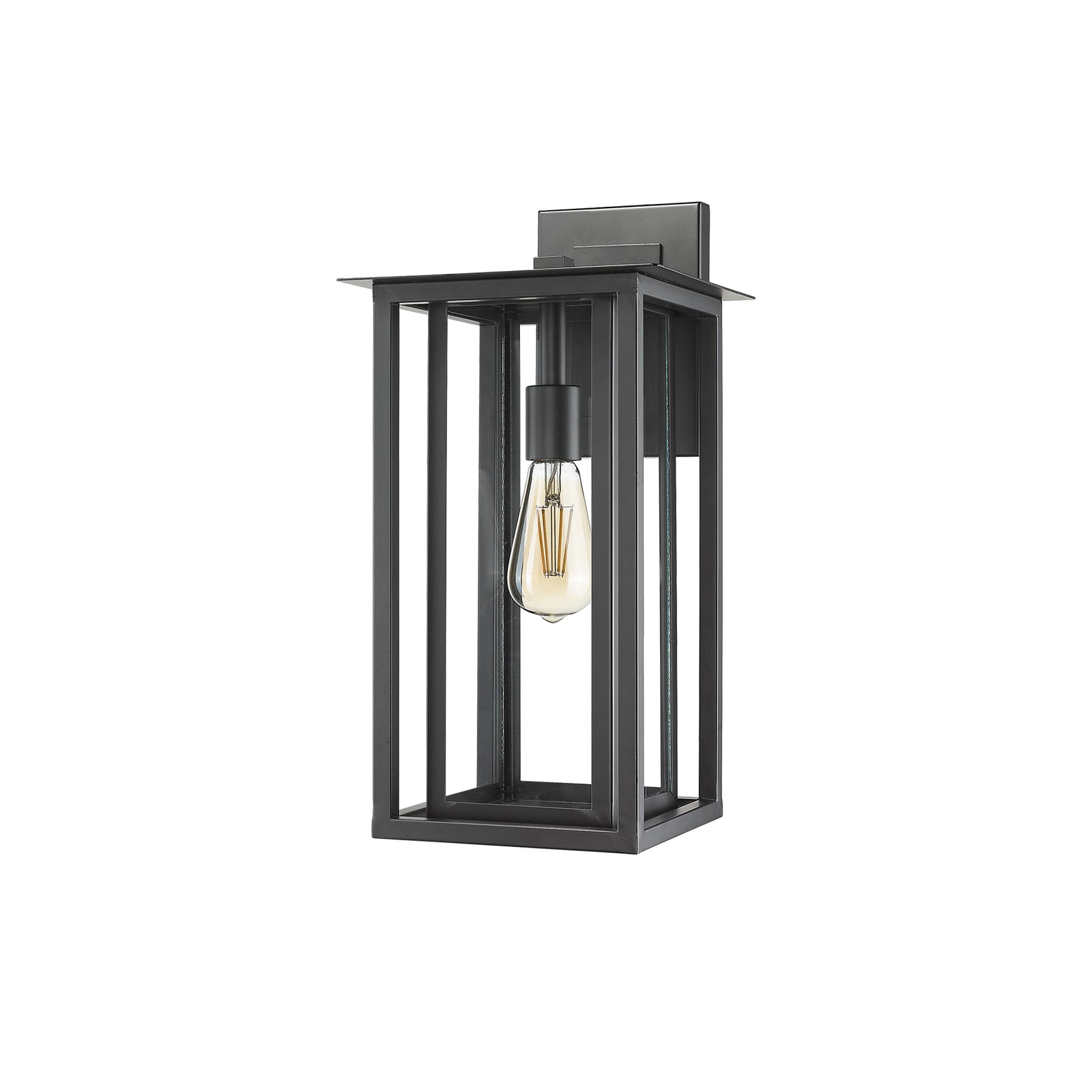 Black rectangle outdoor wall lantern lighting - Vivio Lighting