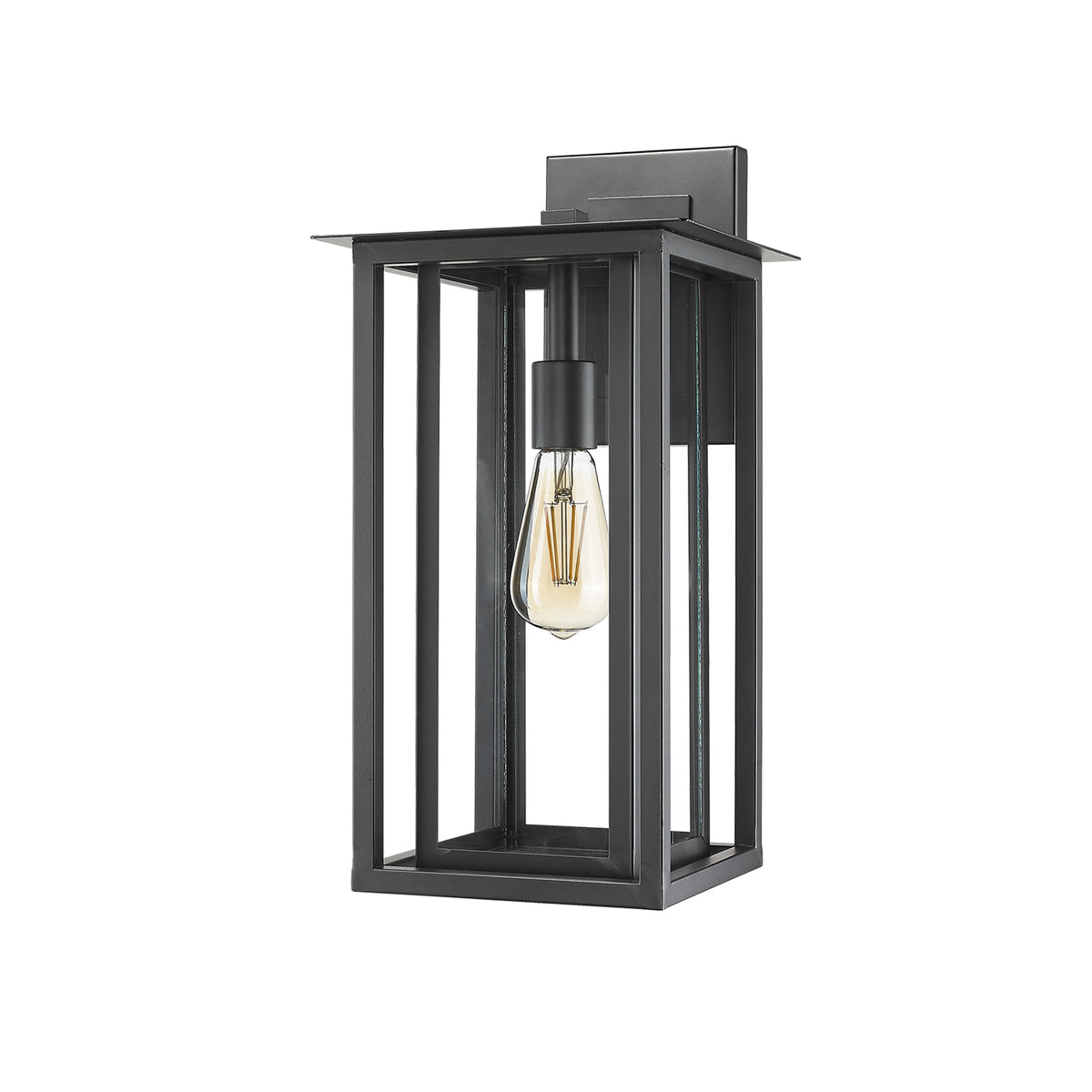 Black rectangle outdoor wall lantern lighting - Vivio Lighting