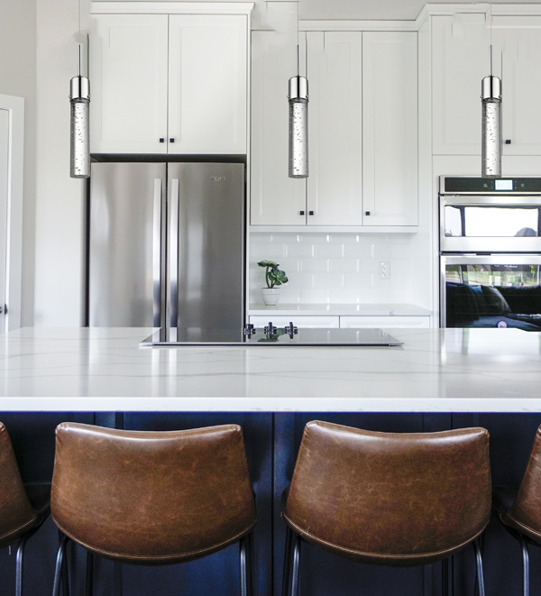 Polished nickel bubble pendant lighting for kitchen island