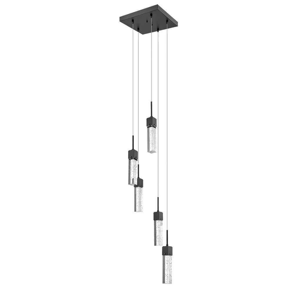 5 light black glass mini pendant lights - Vivio Lighting